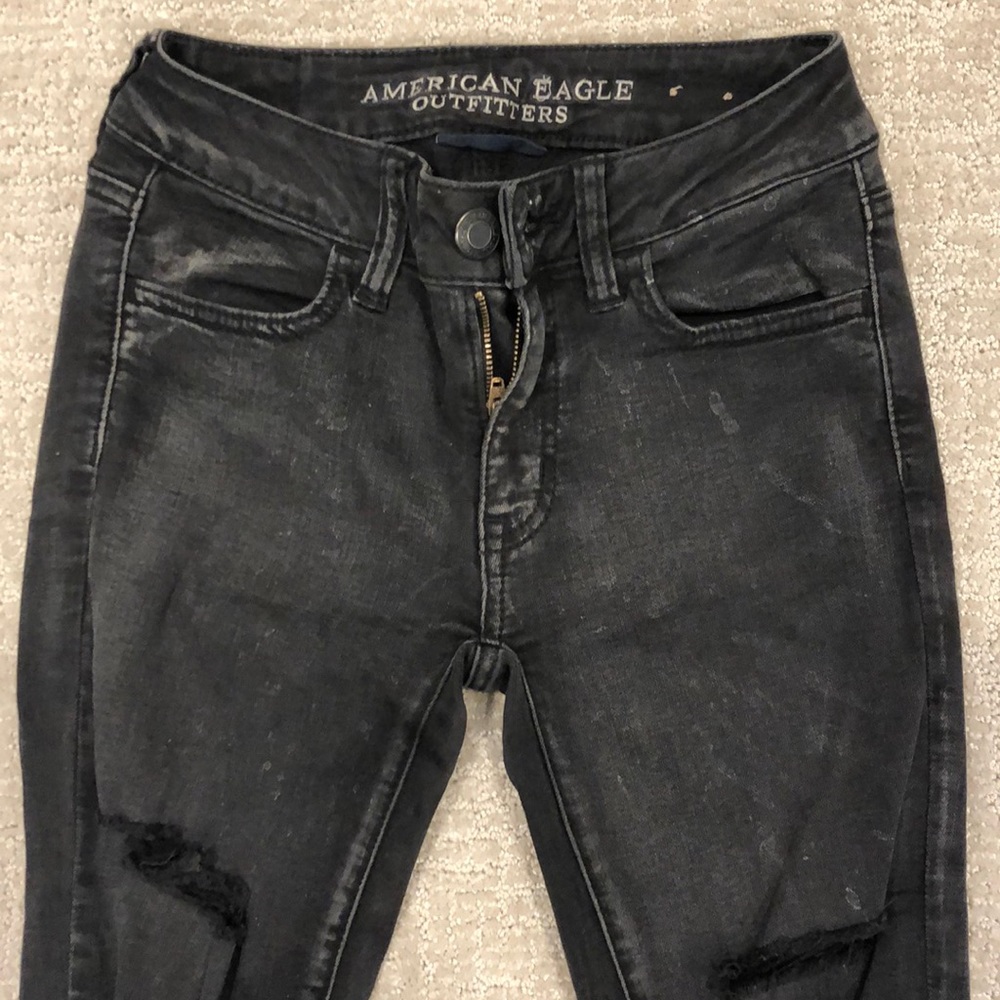 American Eagle black “super super stretch” jeans